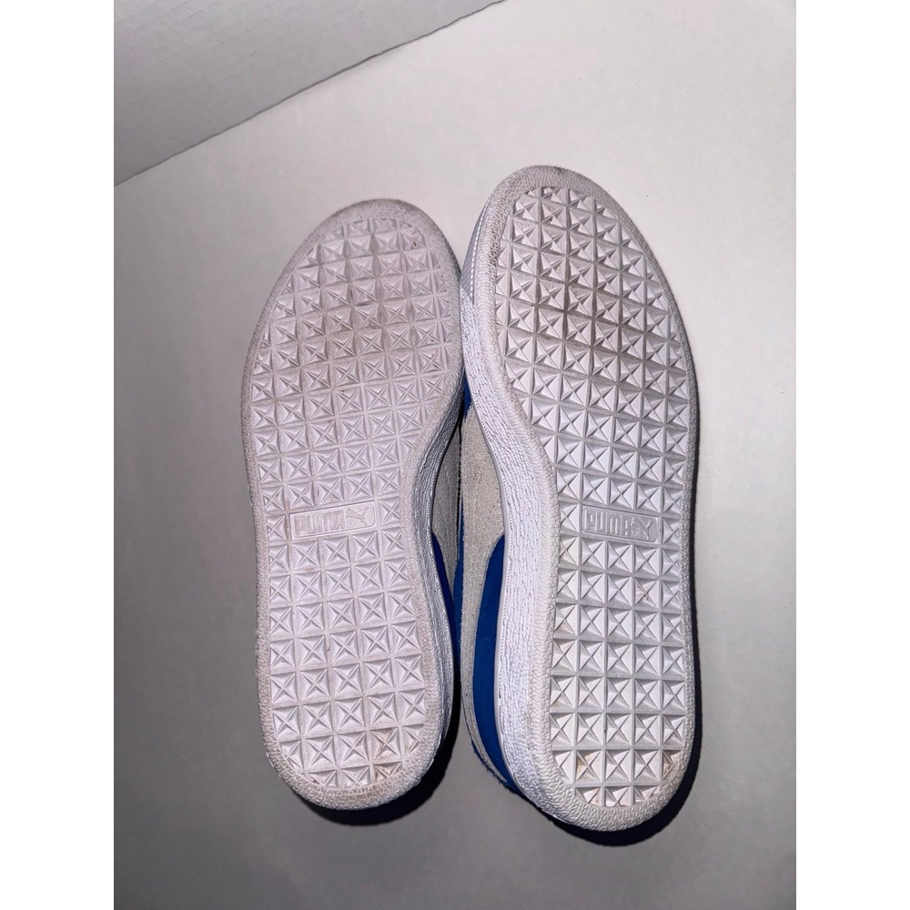 Puma Boys Suede Blue & White Sneakers - Size 5.5C Like New - Picture 5 of 10